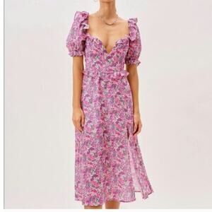 For Love and Lemons Katrina Midi Length Dress Size Small